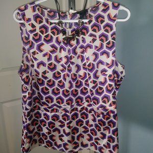 LN ANN TAYLOR GEOMETRIC PATTERN FITTED POLY TANK